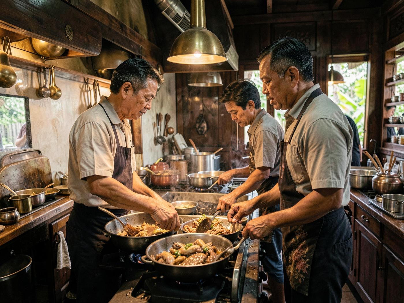 Proses memasak di dapur Mlinjo